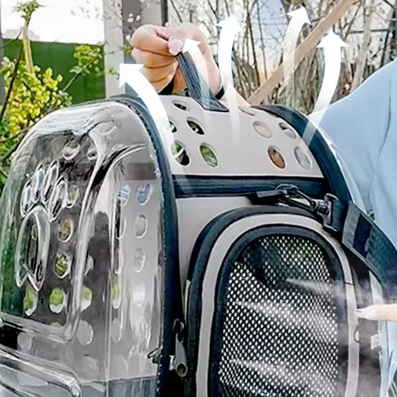 Transparent Foldable Outdoor Pet Travel Carrier Bag for Dog Cat Crossbody Portable Breathable Collapsible Travel Cat Carrier Bag