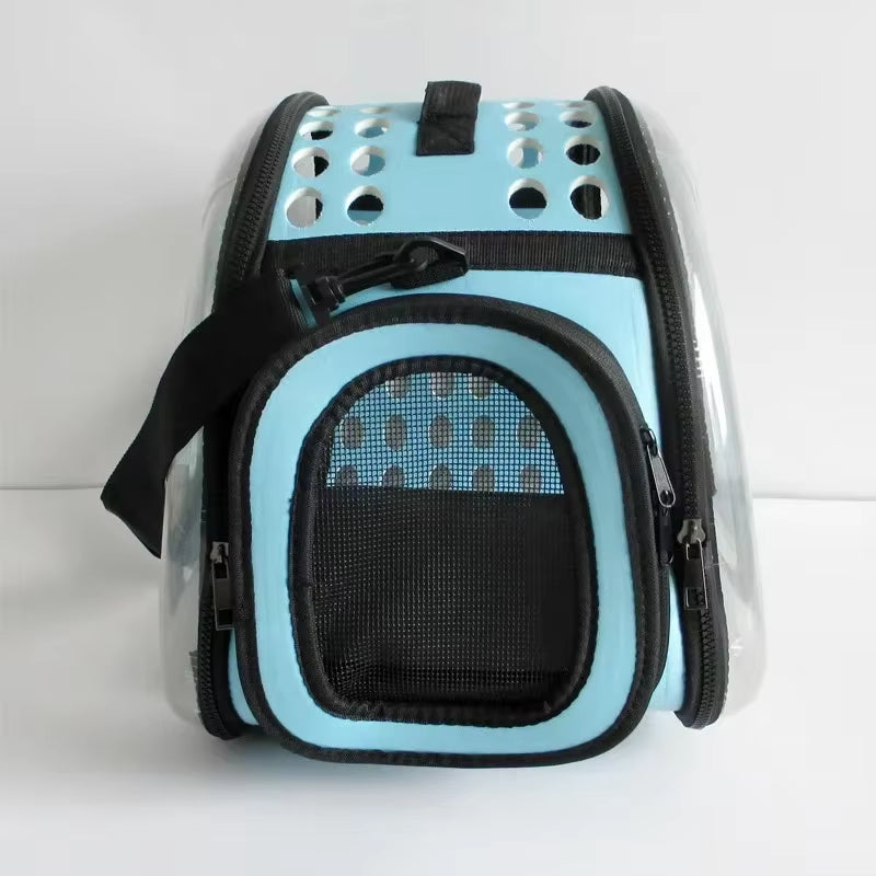 Transparent Foldable Outdoor Pet Travel Carrier Bag for Dog Cat Crossbody Portable Breathable Collapsible Travel Cat Carrier Bag