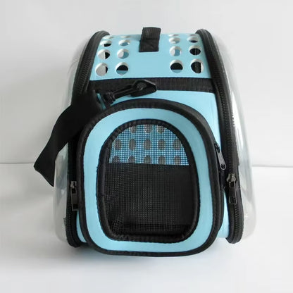 Transparent Foldable Outdoor Pet Travel Carrier Bag for Dog Cat Crossbody Portable Breathable Collapsible Travel Cat Carrier Bag
